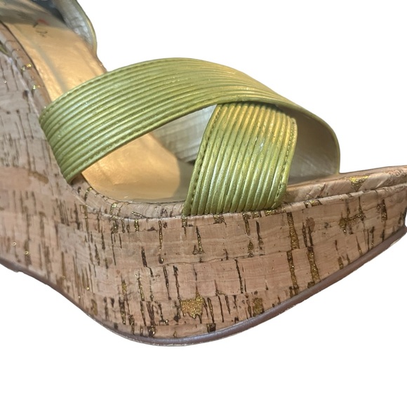 LUICHINY Mystical Gold Cork Wedge Platform Sandals Sz 9 - Picture 3 of 13